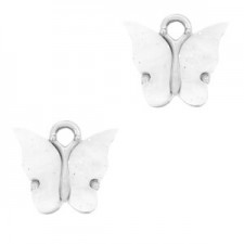 Butterfly Charm 13x14mm White-silver